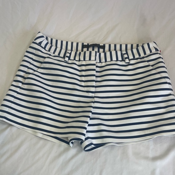 SOLD Zara Basic Womens Shorts Size Medium White Navy Striped - Picture 2 of 9